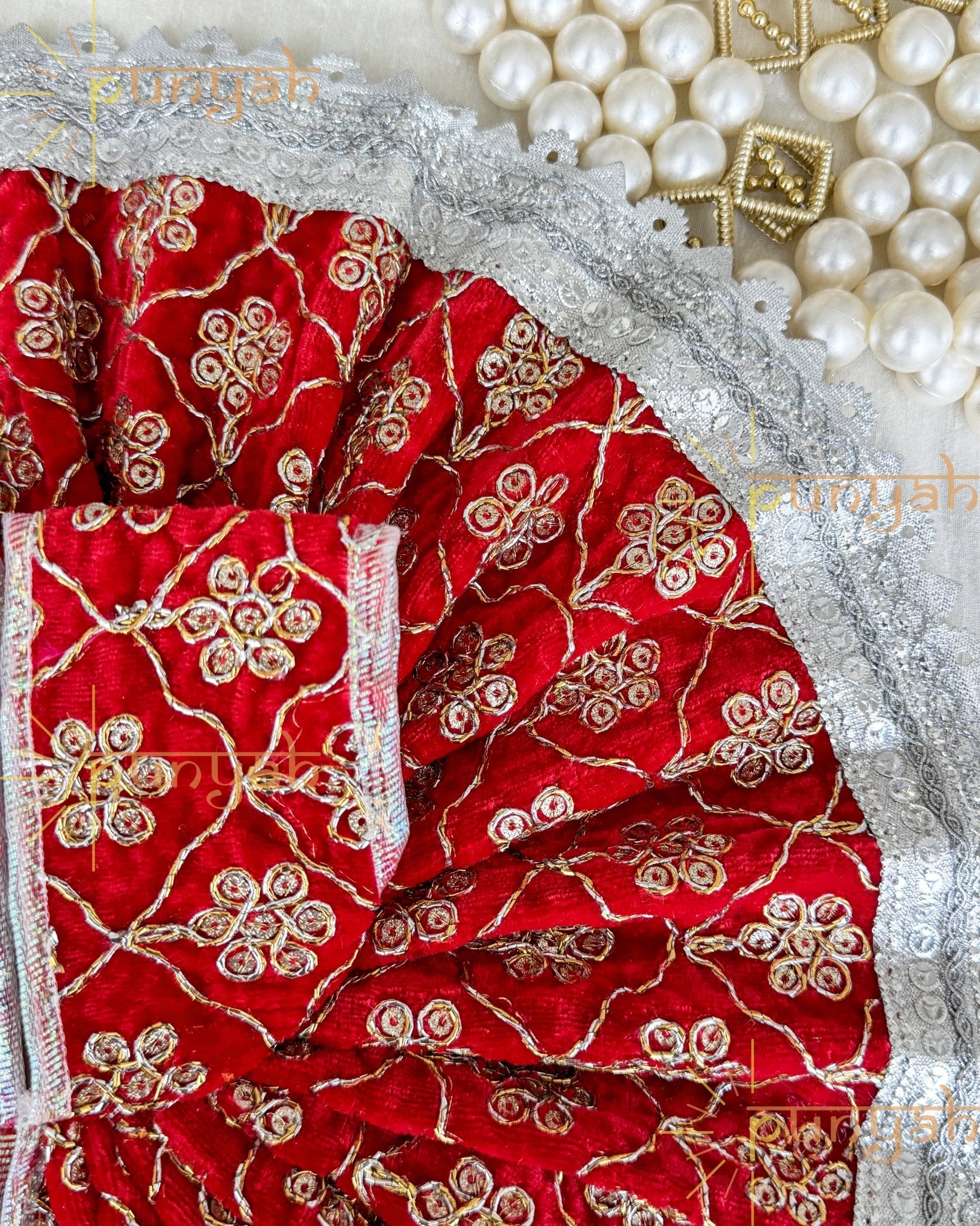 Soft Velvet Zari Embroidered.Big Sizes Poshak For Kanha Ji - Punyah Handicraft