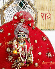 Surkh Laal Poshak for Laddu Gopal Ji with Pagdi and Patka - Punyah