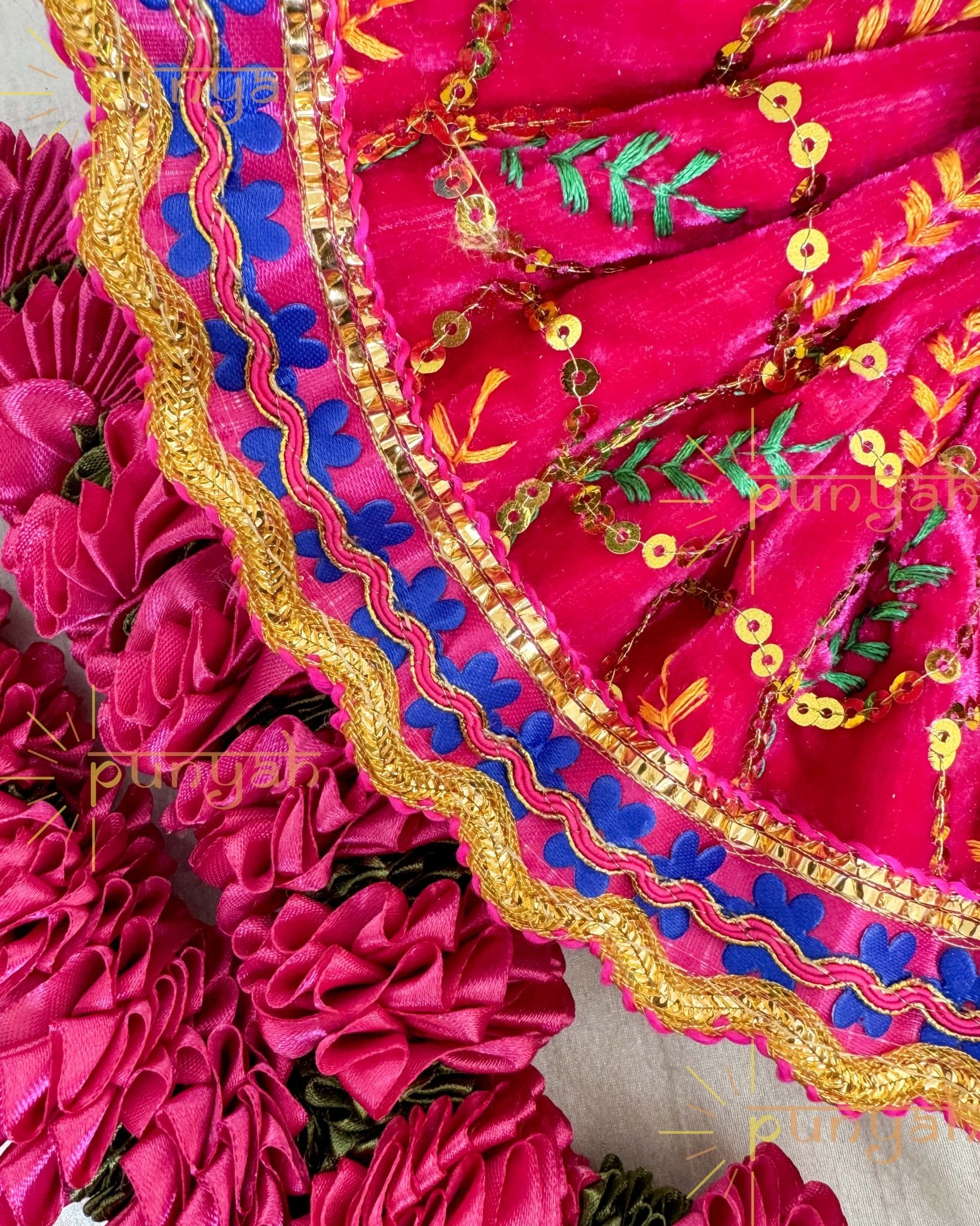 Velvet Sequins Lace Detailing Festive Poshak For Kanha Ji - Punyah Handicraft