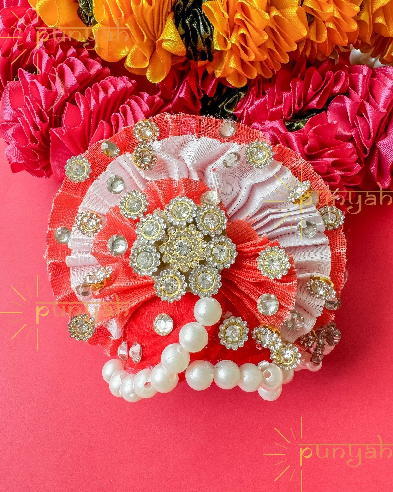 Vibrant Coloured Moti Work Laddu Gopal Ji Pagdi - Punyah