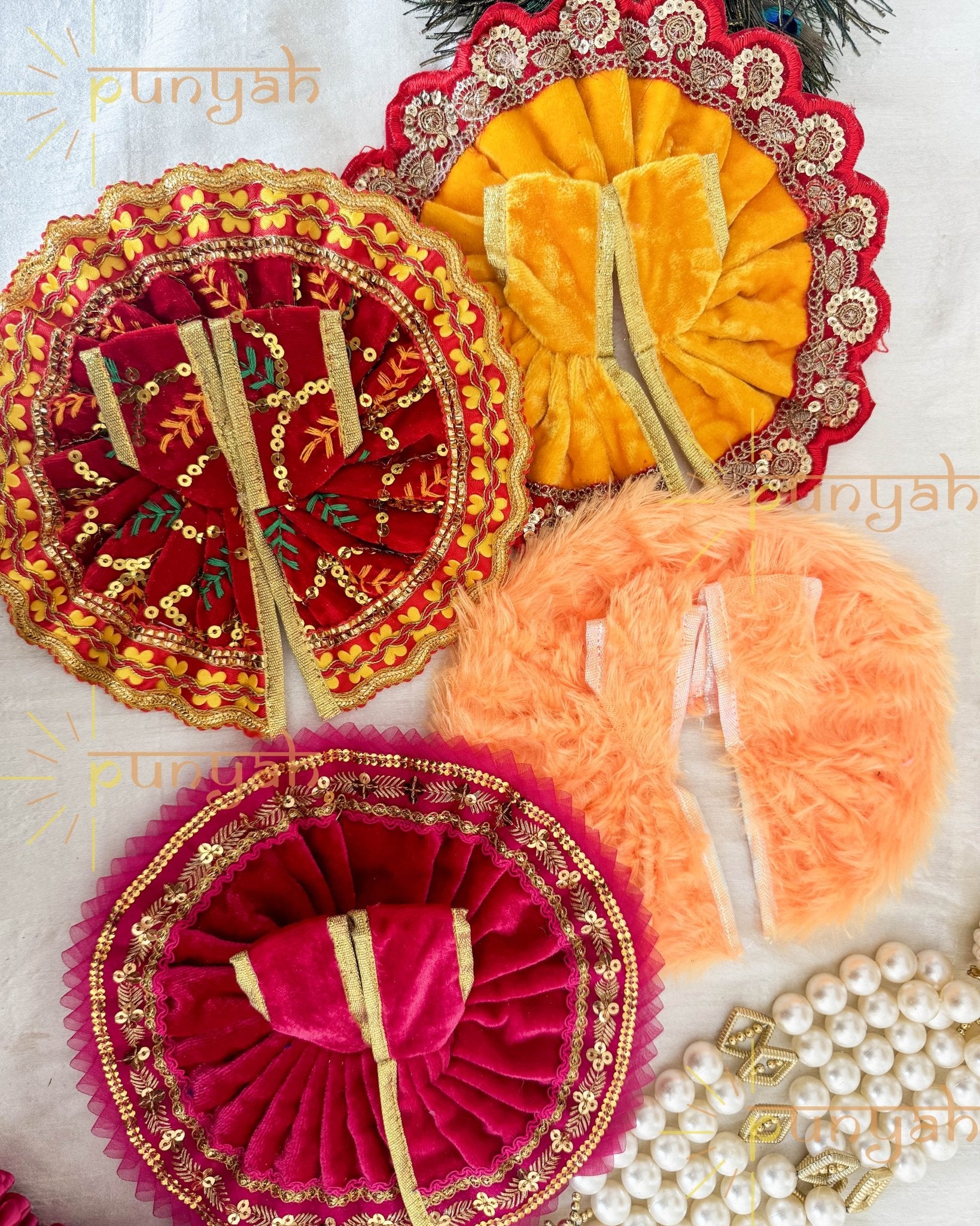 Winter Multi Pack Poshaks - Set of 4 for Thakur ji/ Radha Rani - Punyah Handicraft