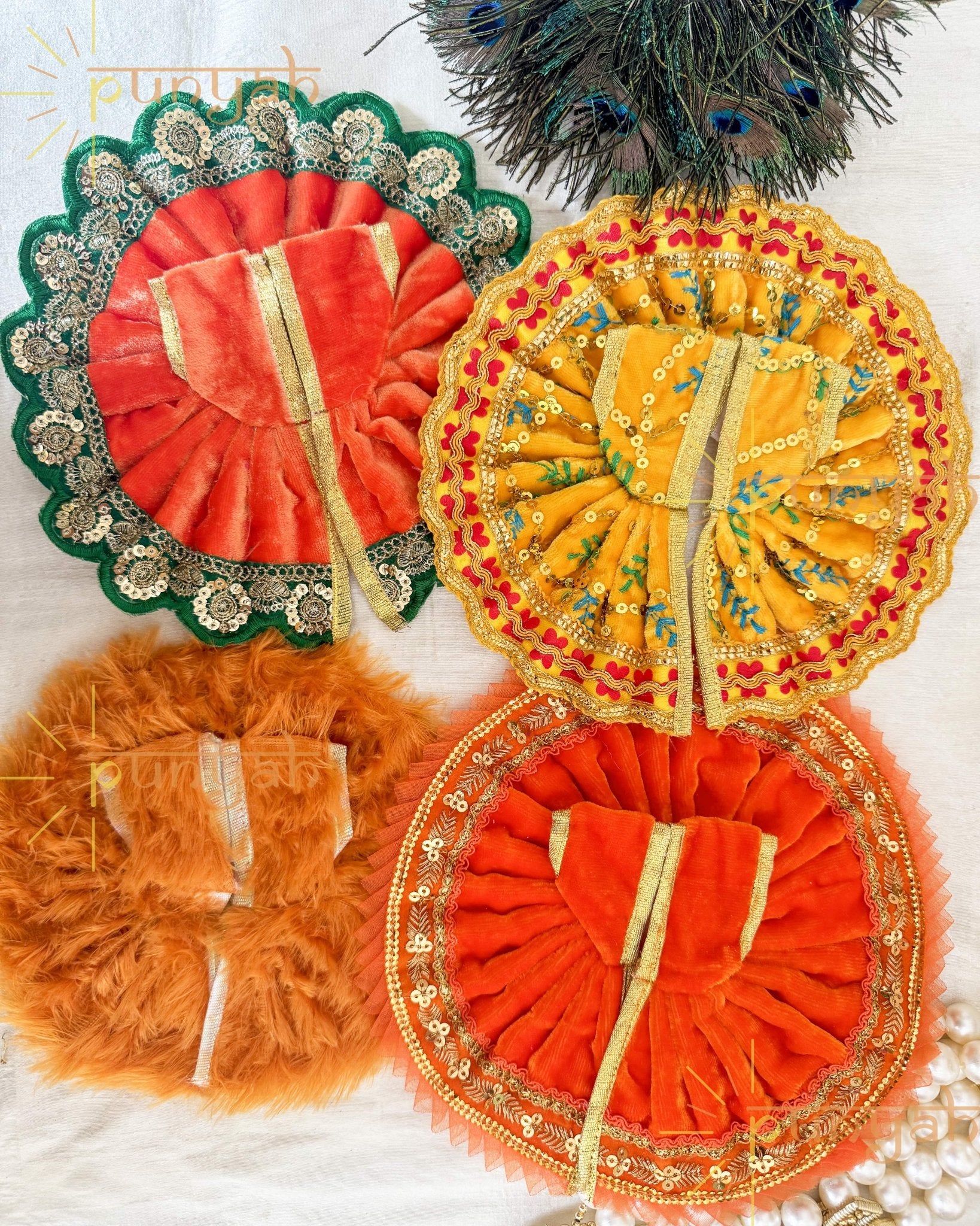 Winter Multi Pack Poshaks - Set of 4 for Thakur ji/ Radha Rani - Punyah Handicraft