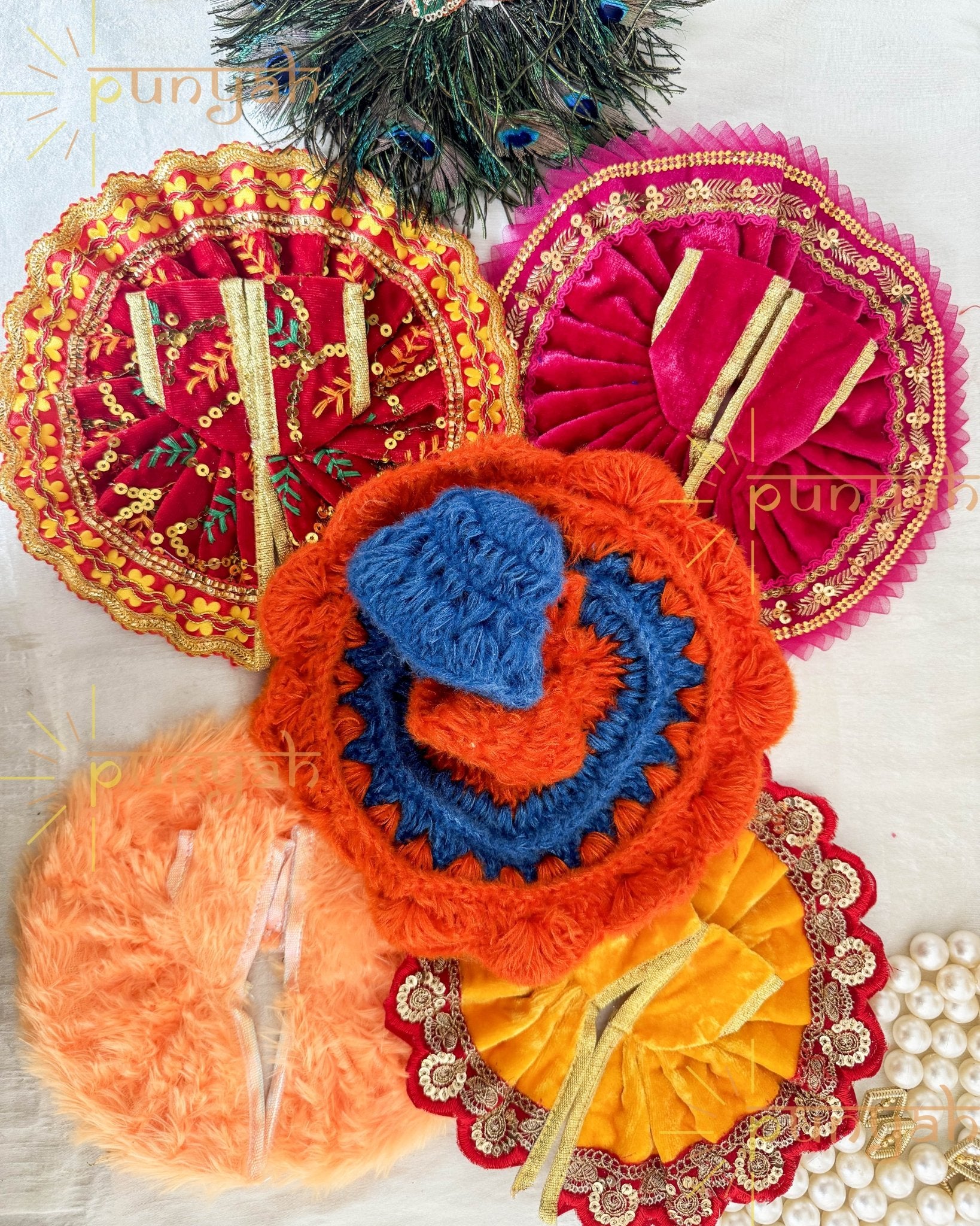 Winter Multi Pack Poshaks - Set of 4 for Thakur ji/ Radha Rani - Punyah Handicraft