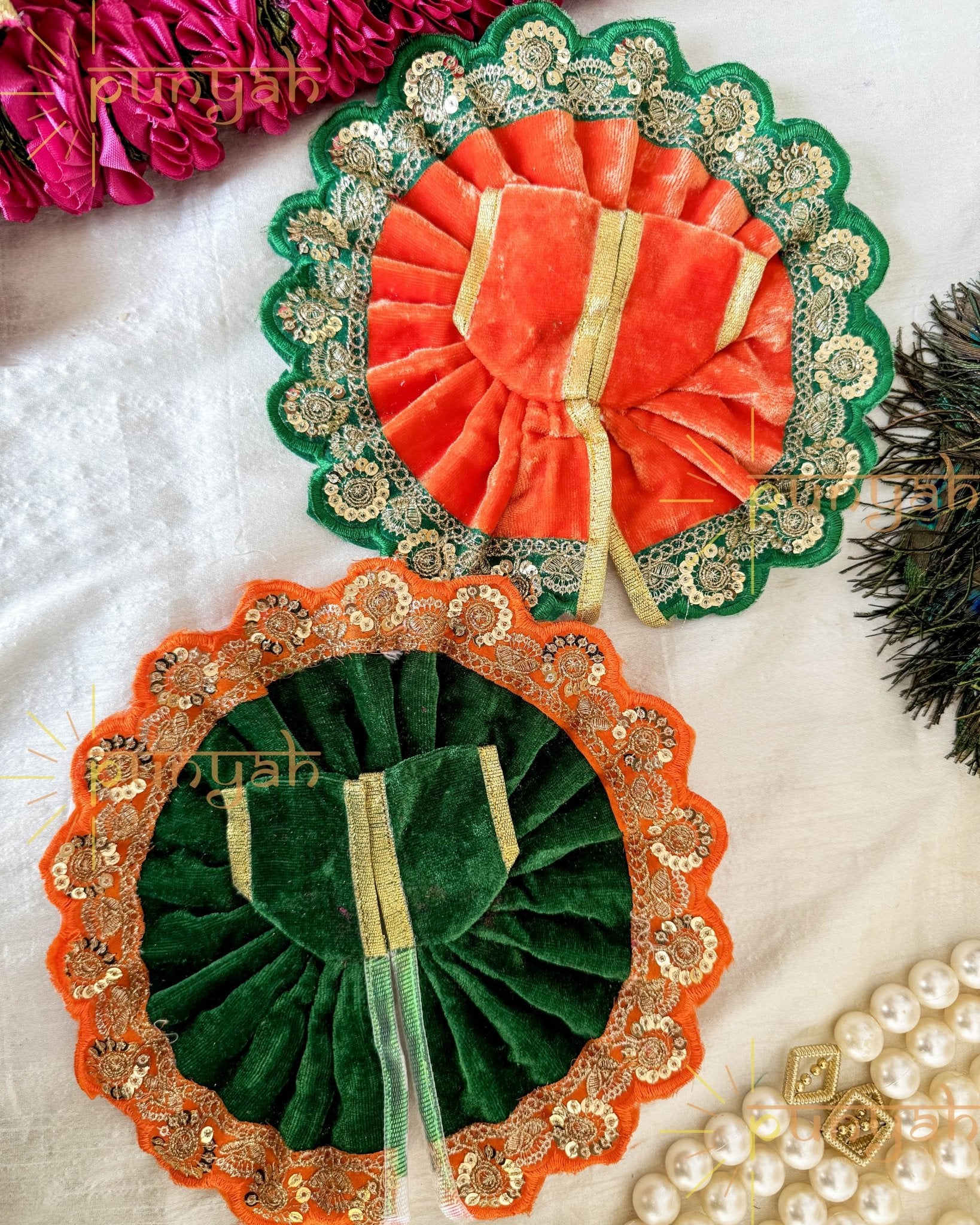 Winter Special Multicolor Lace Velvet Poshak for Laddu Gopal Ji - Punyah Handicraft