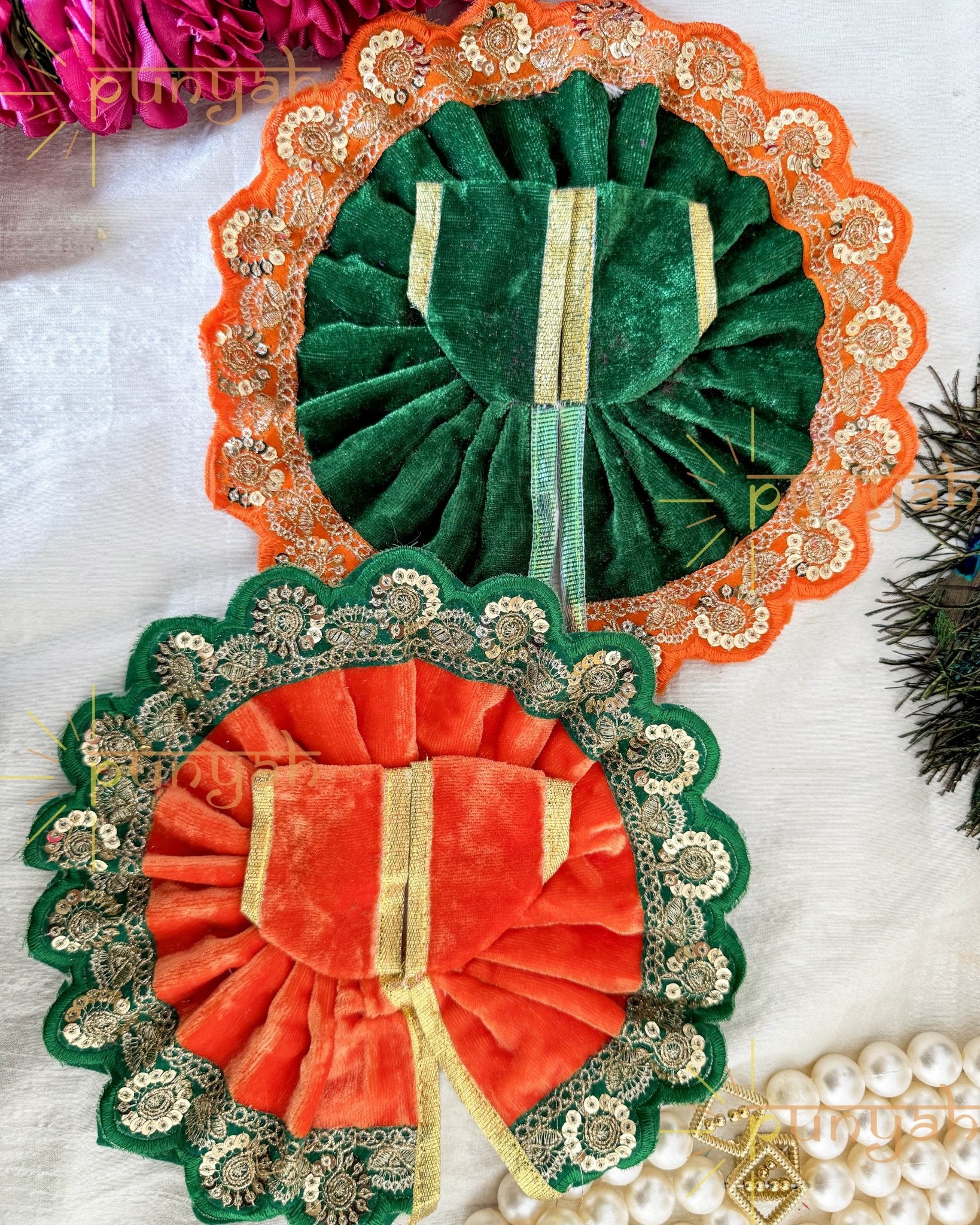 Winter Special Multicolor Lace Velvet Poshak for Laddu Gopal Ji - Punyah Handicraft