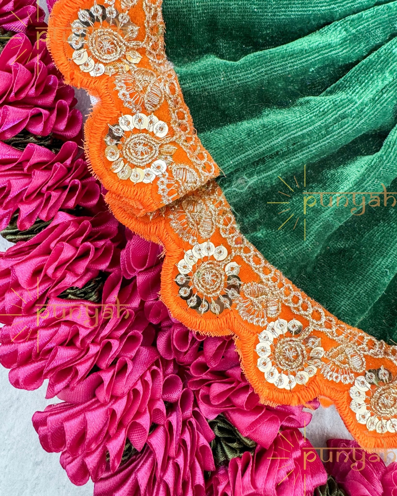 Winter Special Multicolor Lace Velvet Poshak for Laddu Gopal Ji - Punyah Handicraft