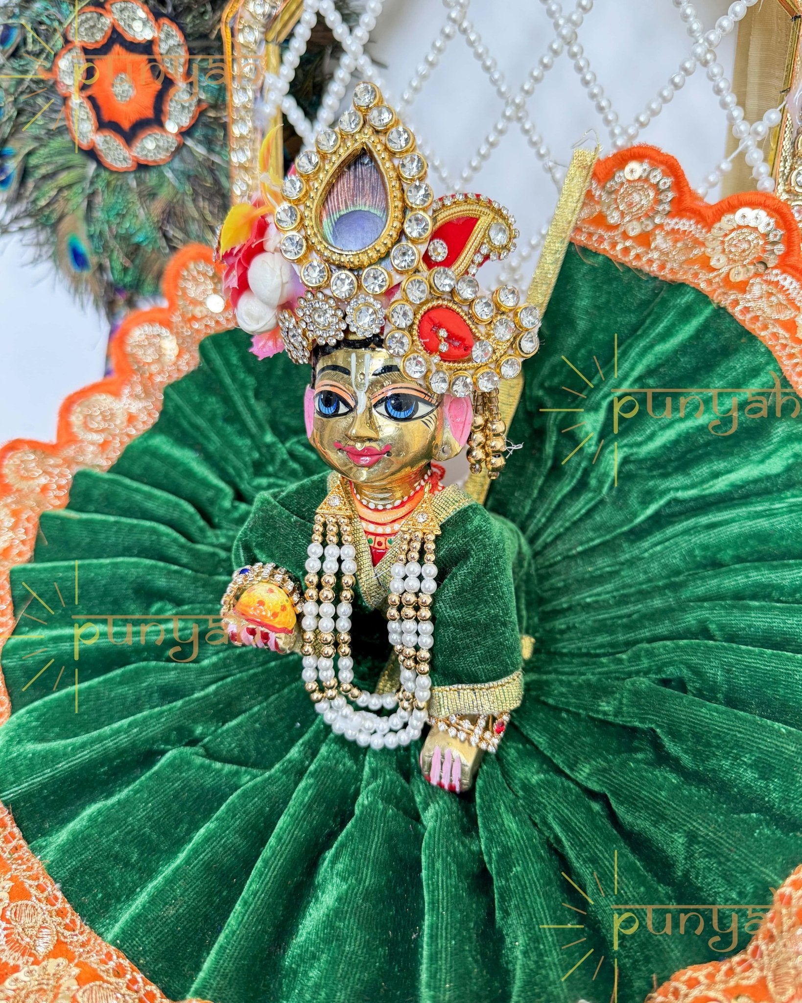 Winter Special Multicolor Lace Velvet Poshak for Laddu Gopal Ji - Punyah Handicraft