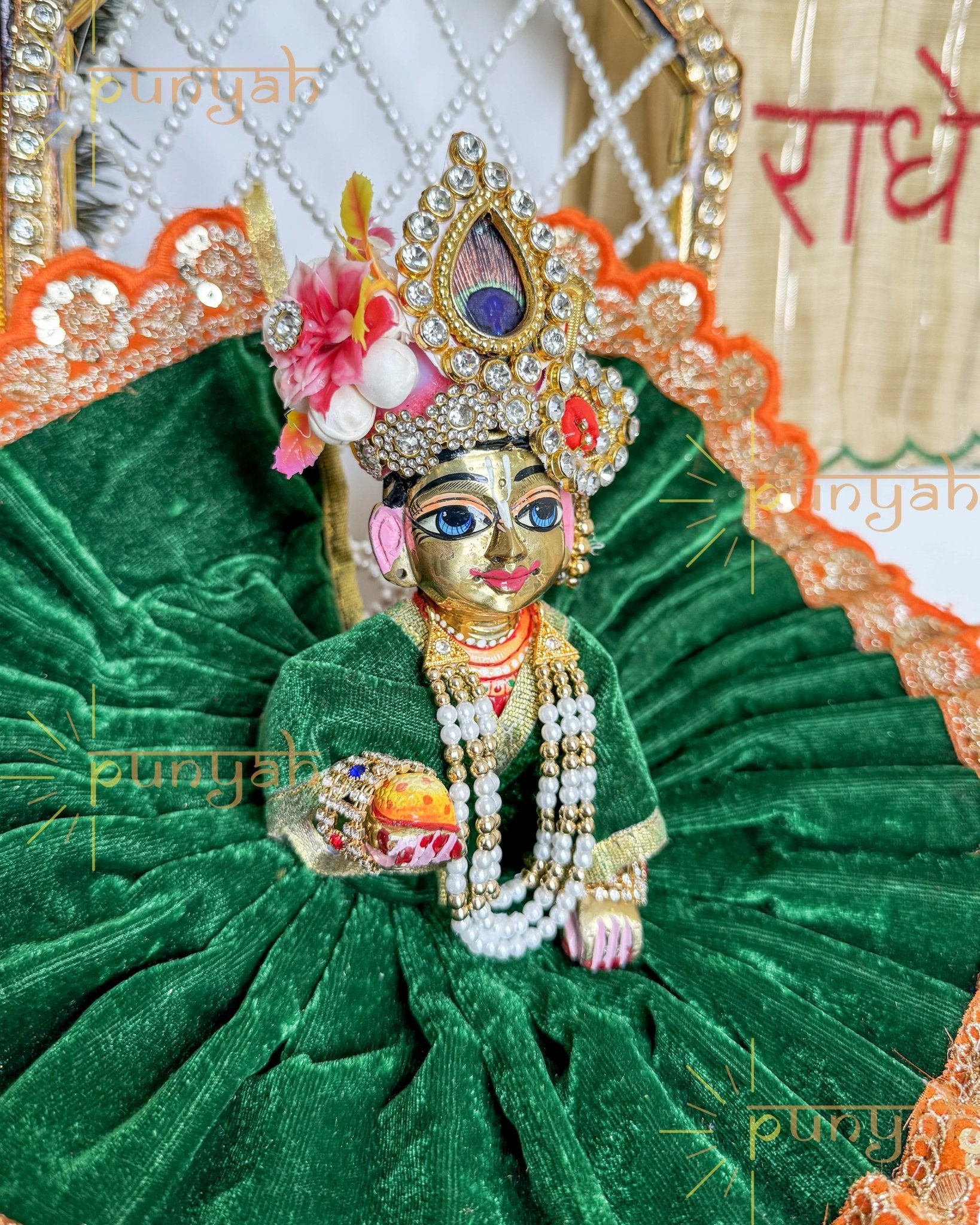 Winter Special Multicolor Lace Velvet Poshak for Laddu Gopal Ji - Punyah Handicraft