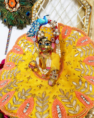 Yellow Beads Embellished Poshak For Kanha Ji - Punyah Handicraft