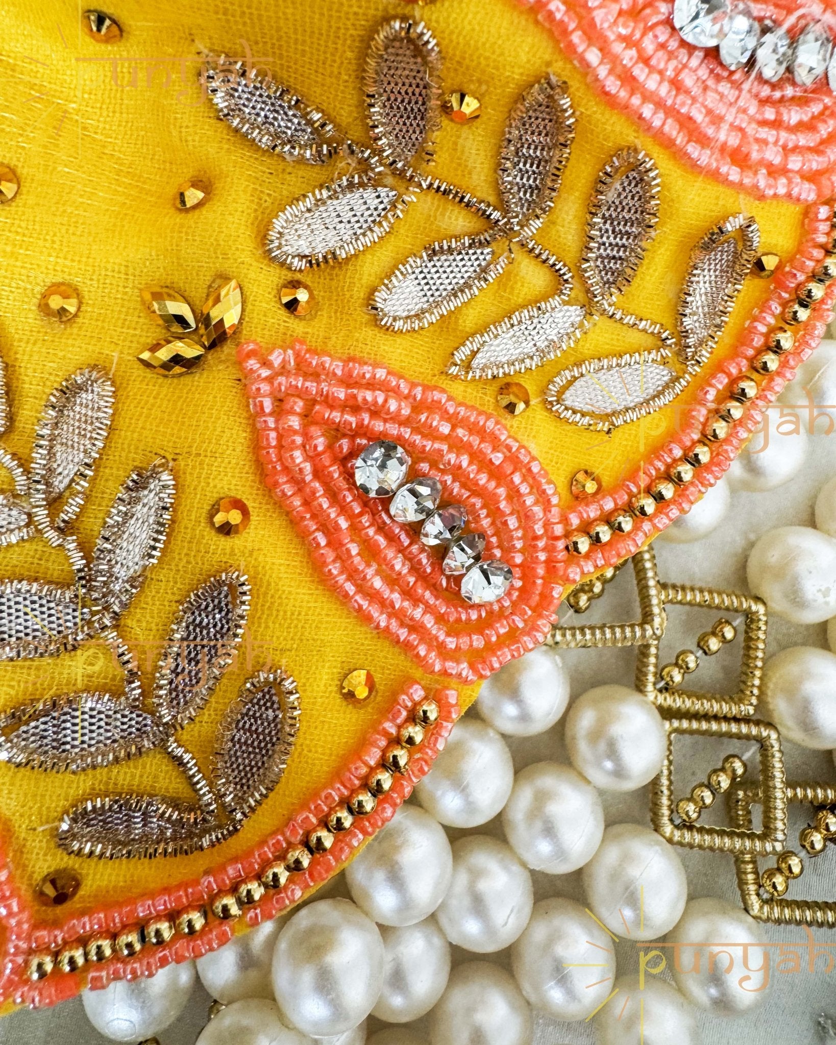 Yellow Beads Embellished Poshak For Kanha Ji - Punyah Handicraft