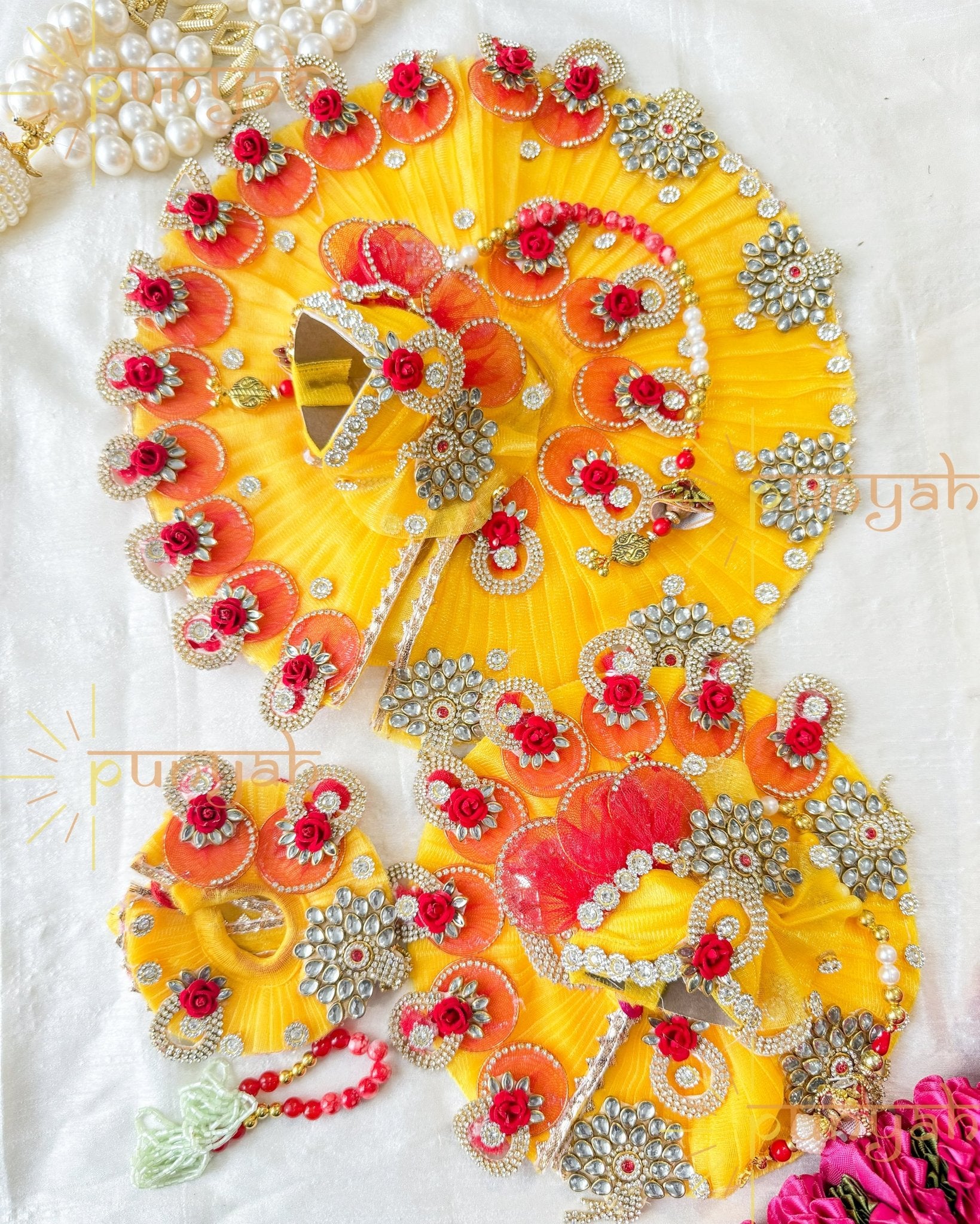 Yellow Shringar Poshak with Pagdi & Patka For Kanha Ji - Punyah