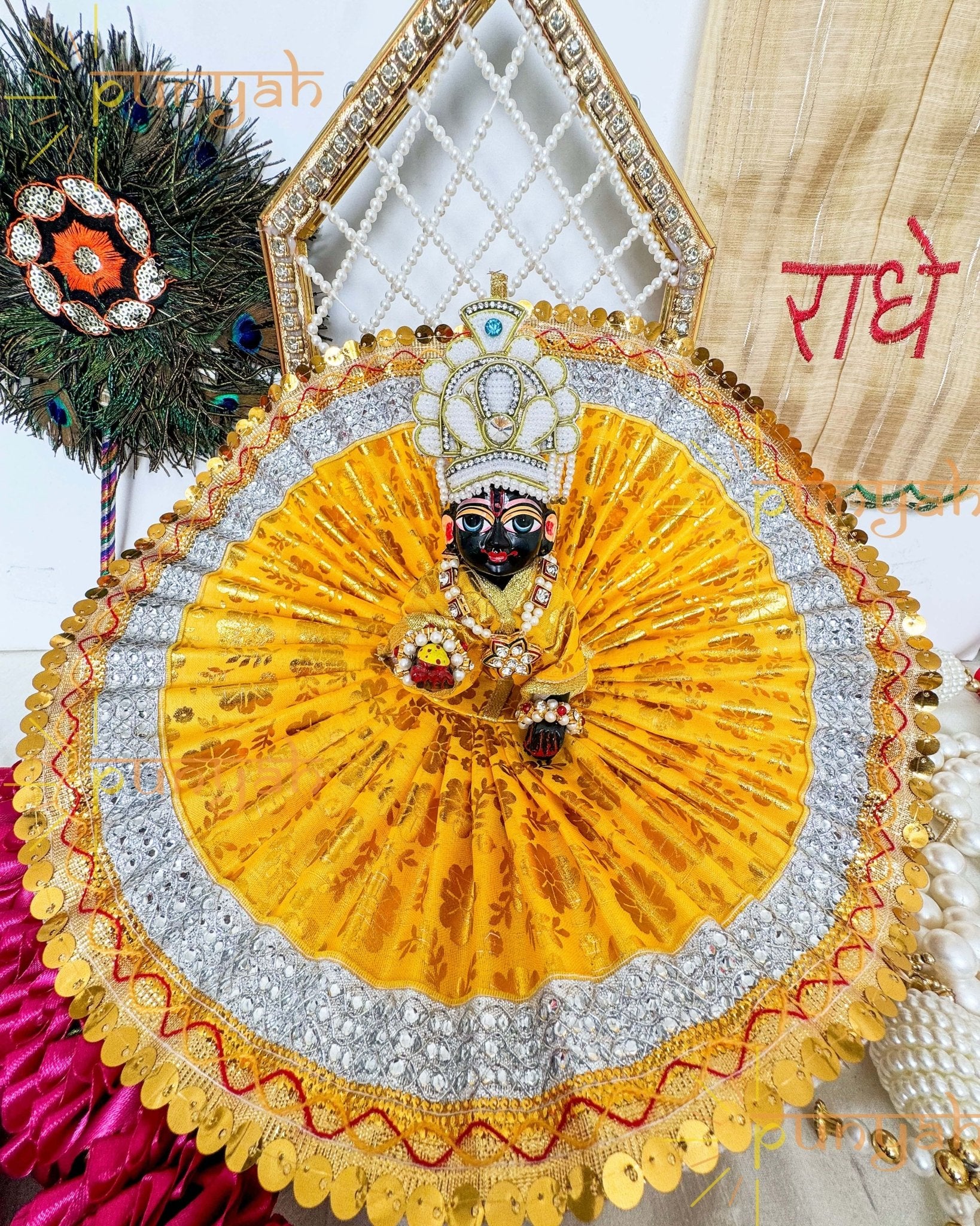 Zari Blossom Big Sizes Multilace Poshak For Laddu Gopal ji - Punyah Handicraft