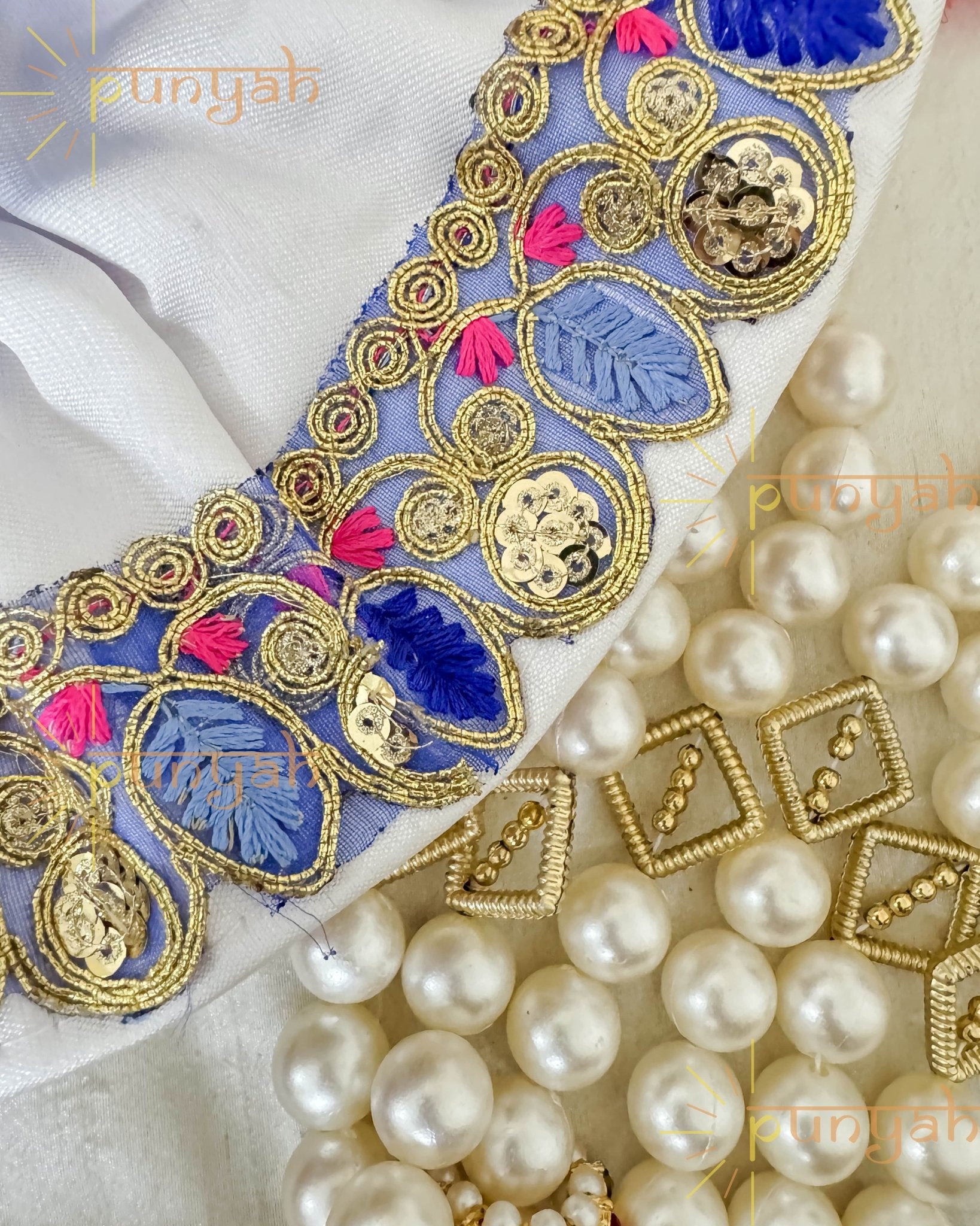 Zari Embroidered Lace Detailing Poshak For Kanha Ji - Punyah Handicraft